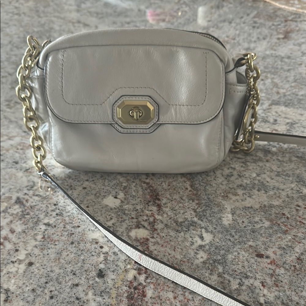 Elegant Gray Leather Crossbody Bag